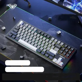 Klávesnice MECHANICKÁ KLÁVESNICE S87 PRO 2.4G BT USB ČERNÁ LED HERNÍ