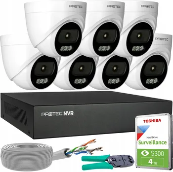 IP kamera Monitorovací systém 7 IP kamer 4MPX 2K POE, kopulovité, vnitřní, mikrofon, HDD
