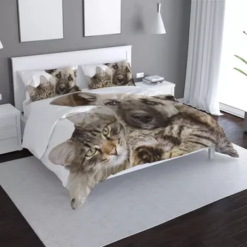 Povlečení Sablio Povlečení Kočička a štěňátko - 140x200 / 90x70