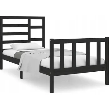 Postel Rám postele, černá, masivní dřevo, 75x190 cm, jednolůžko