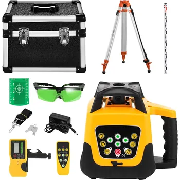 Měřící laser Vevor Rotační laser s stativem a laťkou, zelený paprsek 500 m, 360° rotace