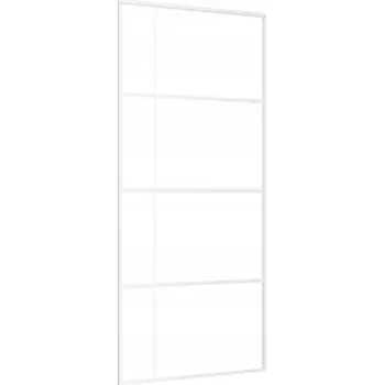 Interiérové dveře Posuvné dveře bílé 90 x 205 cm z matného skla ESG a hliníkového rámu