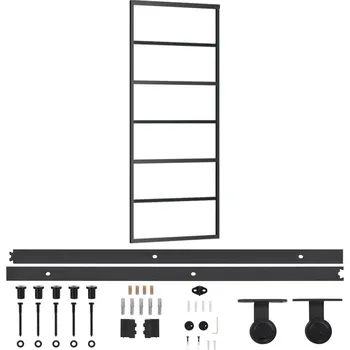 Interiérové dveře Posuvné skleněné dveře ESG 76 x 205 cm čiré/černé