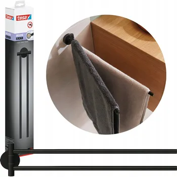 Věšák Černý věšák s pohyblivým ramenem, bez vrtání Tesa