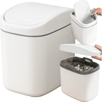 Odpadkový koš VERK GROUP Mini koš na odpadky do pokoje do koupelny kontejner na stůl klapka 2 l