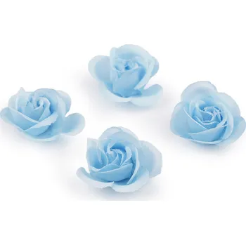 umělá květina Textilní květ růže Ø3 cm, malé, 6 modrá světlá