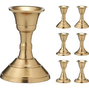 Svícen Kovový svícen 8 cm, zlatá barva, mix/1ks