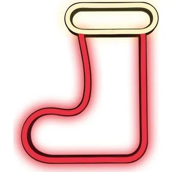 Forever Light dekorativní LED neon Vánoční ponožka červeno bílá