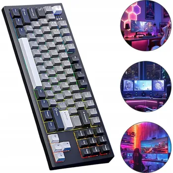 Klávesnice MECHANICKÁ KLÁVESNICE DRÁTOVÁ BEZDRÁTOVÁ BLUETOOTH 2,4 GHZ S87 WIND SPIRIT ČERNÁ