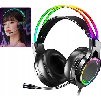 Sluchátka SLUCHÁTKA PŘES UŠI DRÁTOVÁ S RGB A VŠESMĚROVÝM MIKROFONEM