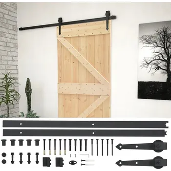 Interiérové dveře Posuvné dveře z masivního borovicového dřeva 80 x 210 x 3,6 cm, černé