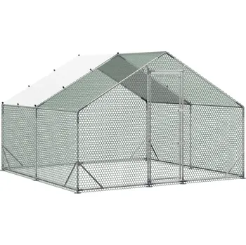 Chov hospodářského zvířete Vevor Kurník s výběhem 3×3×2 m, kovový rám, nepromokavá plachta, dveře