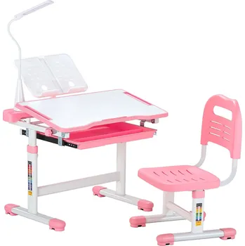 Dětský stůl Vevor Dětský stůl a židle s lampou, nastavitelná výška, náklon 0-40°