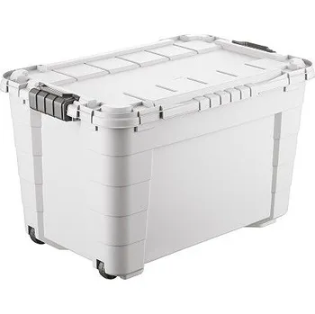 Úložný box Tontarelli Úložný box 4UP s víkem a kolečky 60 l krémovo-šedý