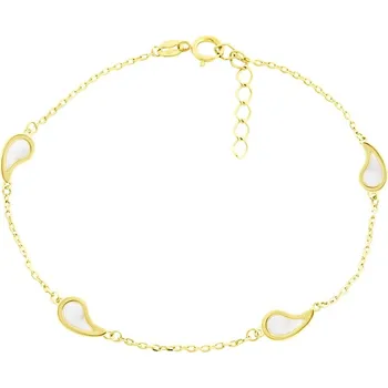 Náramek GEMMAX Zlatý náramek BOTT kapky s perletí délka 17+2 cm – zlatý šperk ryzosti 585/1000 v Dárkovém balení s Certifikátem GLBYL-19-03882