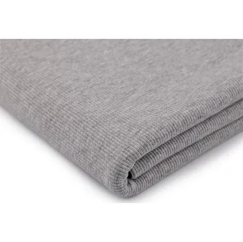 Úplet bavlněný elastický žebrovaný - tunel, střední, 3 šedá světlá melír