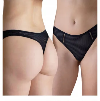 Kalhotky Tanga dámské černé sexy kalhotky z mikrovlákna Kleo M