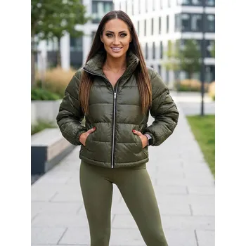 Dámská casual bunda Trendy dámská bunda v khaki barvě , VELIKOST UNI
