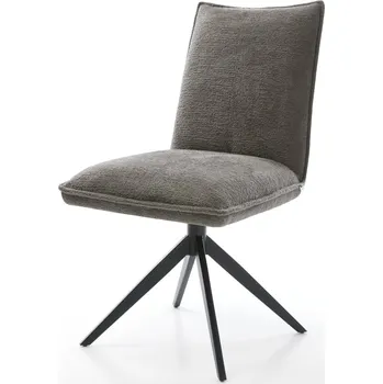 Jídelní židle DELIFE Jídelní židle Lelio-Flex bouclé měkký tmavě béžová křížová podnož široká černá 360° otočný houpací funkce taštičkové pružiny