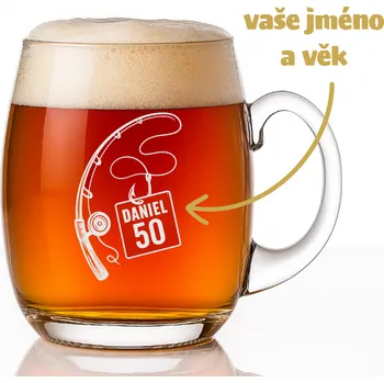 Sklenice Dekorant Ručně foukaná pivní sklenice pro rybáře 650 ml 1KS