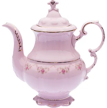 Konvice na čaj Kávová konvice, 1,15 l, růžový porcelán, kytičky, Leander