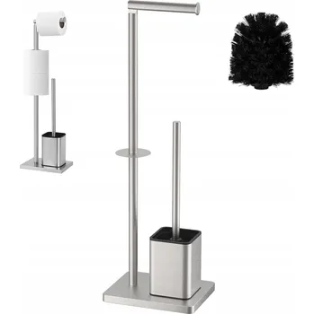 STOJAN, DRŽÁK NA TOALETNÍ PAPÍR A WC ŠTĚTKU NEREZOVÁ OCEL