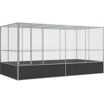 Pro ptáka Pozinkovaná voliéra pro ptáky 418 x 207 x 212 cm, stříbrno-antracitová