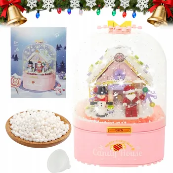 ostatní stavebnice VÁNOČNÍ HUDEBNÍ HRACÍ SKŘÍŇKA BLOKY VÁNOČNÍ STAVEBNICE 298 DÍLŮ S AUTOMATICKÝM SNĚHEM