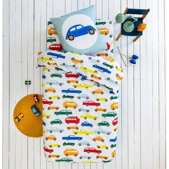Blancheporte Dětské bavlněné povlečení zn. Colombine®, potisk auta Velikost: napínací prostěradlo 90x190 cm