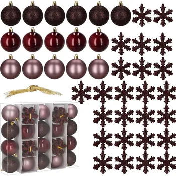 Springos Vánoční baňky fialové mix - 7cm sada 24ks, vánoční ozdoby