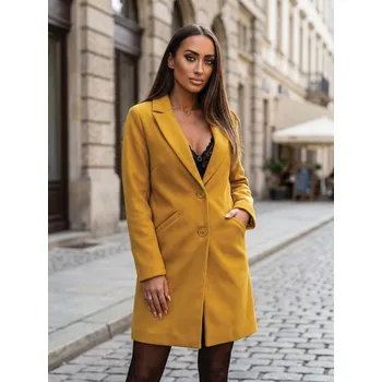 Dámský kabát Nádherný žlutý kabát s knoflíky, VELIKOST 3XL