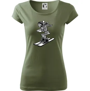 Dámské tričko Ski kostra - Dámské triko Pure - M ( Khaki )