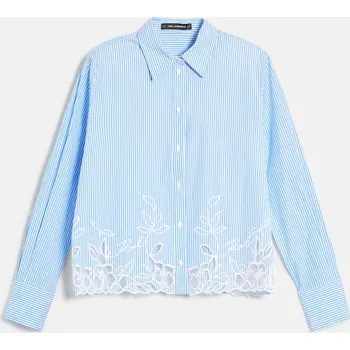 Dámská košile HALENKA KARL LAGERFELD EMBROIDERY CUT OUT BLOUSE ULTRAMARINE-WHITE STRIPE