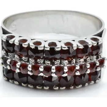 Prsten Stříbrný prsten český granát Sorento - 50, Rhodiování