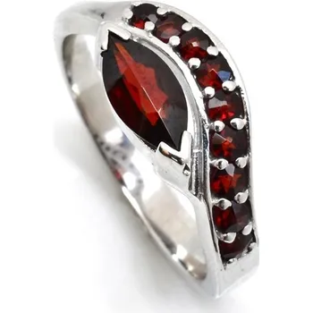 Prsten Stříbrný prsten český granát Painter - 56, Rhodiování