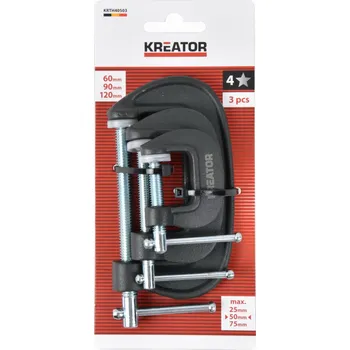 Truhlářská svěrka Kreator KRTH40503 - Univerzální svěrka typ C 60, 90, 120mm (sada 3ks)