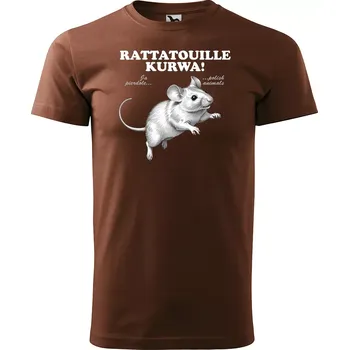 Pánské tričko Sablio Tričko s potiskem RATTATOUILLE KURWA - hnědé S
