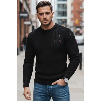 Pánský svetr Černý pánský klasický svetr WX1991 Velikost: L