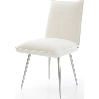 Jídelní židle DELIFE Jídelní židle Lelio-Flex bouclé měkký béžová 4-nohá zúžená nerezová ocel taštičkové pružiny