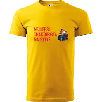 Pánské tričko Sablio Tričko s potiskem Nejlepší traktorista na světě - žluté L