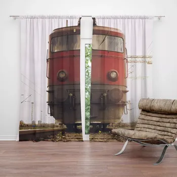 Závěs Sablio Závěs Červený vlak na kolejích: 2ks 140x250cm