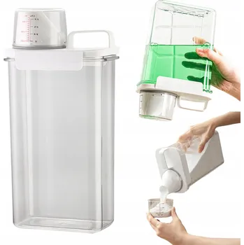 Úložný box NÁDOBA DÁVKOVAČ S ODMĚRKOU ORGANIZÉR NA PRÁŠEK TEKUTÝ PRACÍ PROSTŘEDEK AVIVÁŽ 2,3 l
