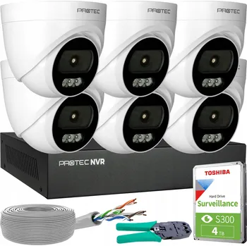 IP kamera Monitorovací systém 6 IP kamer 4MPX 2K POE Kopulovité Vnitřní Mikrofon HDD 4TB