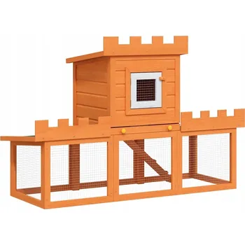 Dvoupatrová klec pro králíky z borovicového dřeva 142x50x101 cm