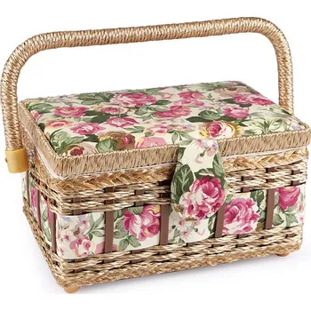 Organizér galanterie Kazeta / košík na šití čalouněný Varianta: 15 růžová růže, Balení: 1 ks 32789/43543/253607