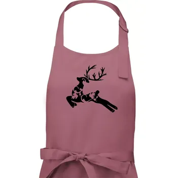 Kuchyňská zástěra Laň z listů - Dámská zástěra na vaření - Univerzální velikost ( Starorůžová )