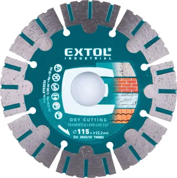 Řezný kotouč EXTOL INDUSTRIAL kotouč diamantový řezný segmentový Long Life Cut, suché řezání, O 115x22,2x1,8mm