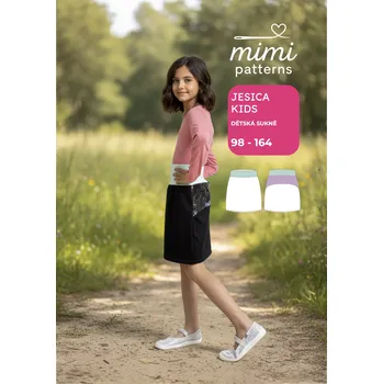 Dívčí sukně Dětský střih v el. formátu, Sukně, Jesica Kids - 116/122 - 128/134 (A1) profi tisk