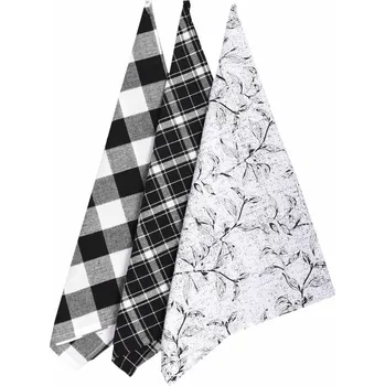 Utěrka Forbyt Utěrka bavlněná, Leaf, komplet 3 ks, černá