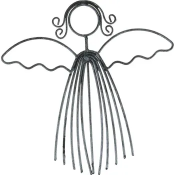 Vánoční dekorace Andílek z drátů stříbrný - závěs 17 cm (Anděl závěsný)